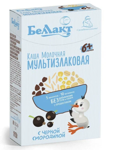 Беллакт Каша мол. мультизл. с черн.смор. 6+мес. 250г (Р) (ДПИ)