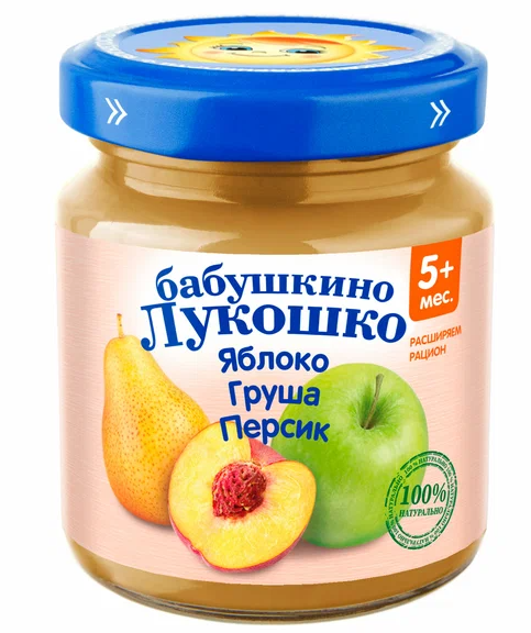 БабЛукош Пюре Ябл.+Груша+перс.100г 5мес. (Р) (ПТ)