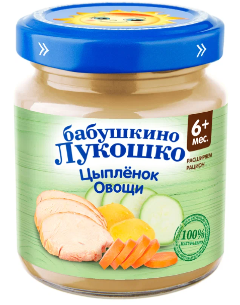 БабЛукош Рагу Цыпленок овощи 100г 6мес. (Р) (ПТ)