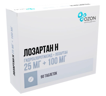 Лозартан Н таб. 100мг/25мг N90 (Р) Озон