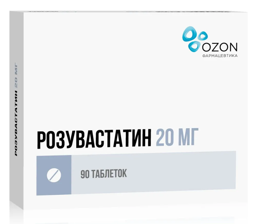 Розувастатин таб. п/о 20мг N 90 (Р) Озон