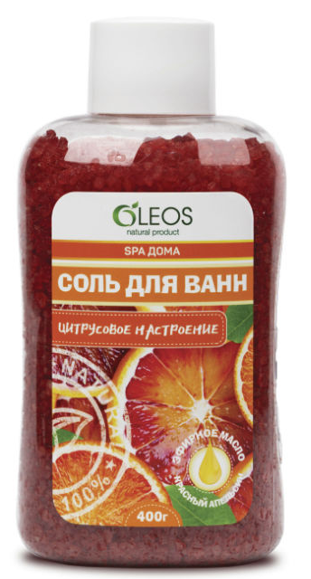 Соль д/ванн "Цитрус.настроен." 400г (пласт.бут.) Oleos (Р)