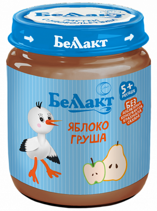 Беллакт Пюре Яблоко-груша 100г (5+) (Р) (ПТ)