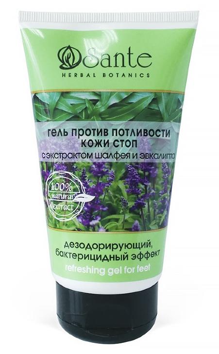 Sante Гель против потливости кожи стоп с экстрактом шалфея и эвкалипта 125 мл
