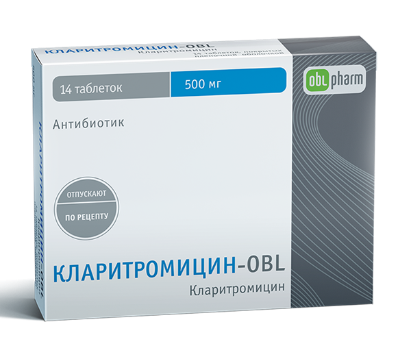 Кларитромицин OBL таб.п/о 500мг N14 (Р)#
