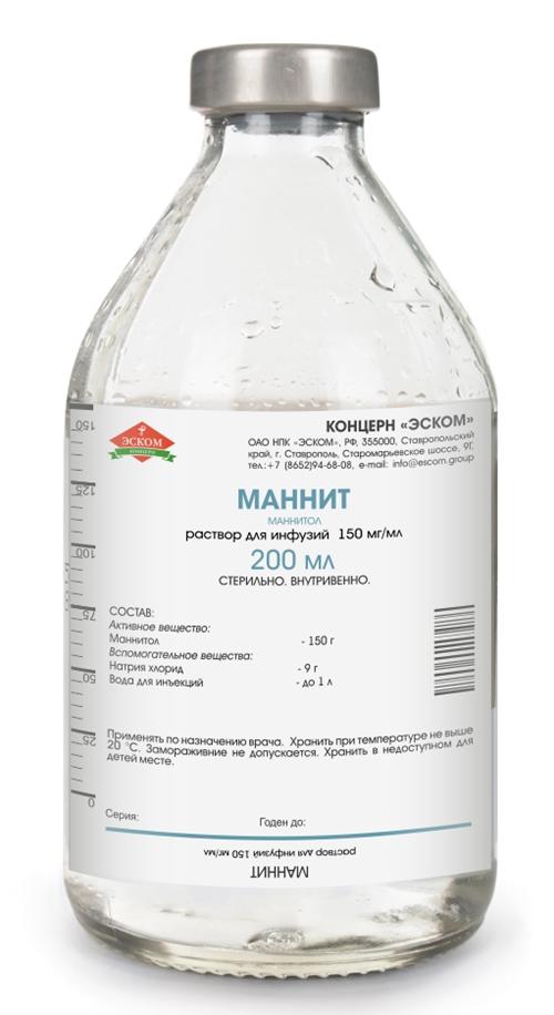 Маннит р-р 15% 200мл стек. (Р) Эском#
