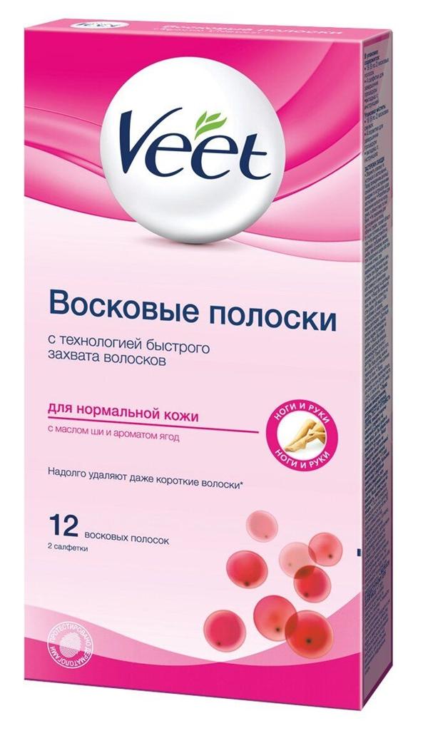 Veet восковые полоски с маслом ши, для нормальной кожи: 12 шт.