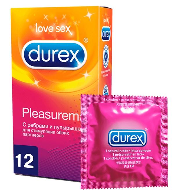 Презерв."Дюрекс" Pleasuremax N12 (c ребрами и пупыр.)(Р)
