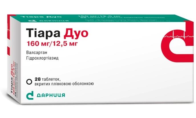 Тиара Дуо таб. 160 мг+12,5 мг: 28 шт.