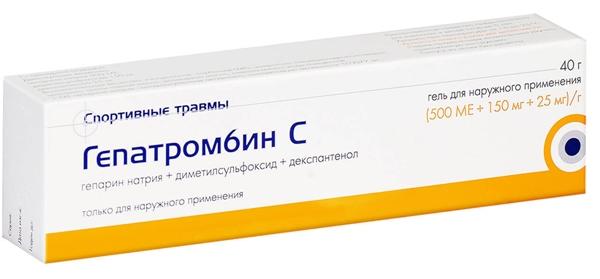 Гепатромбин С 500МЕ+150 мг+25 мг гель 40 г
