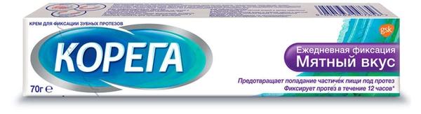 Корега крем для фиксации зубных протезов ежедневная фиксация Мятный вкус 70 г