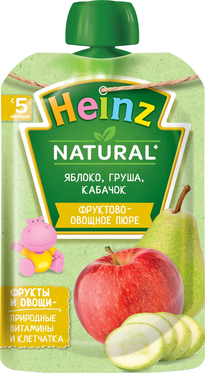 Heinz Пюре Яблоко, груша, кабачок 90 г (5+)
