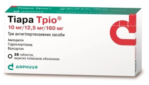 Тиара Трио таб. 10 мг+12,5 мг+160 мг: 28 шт.