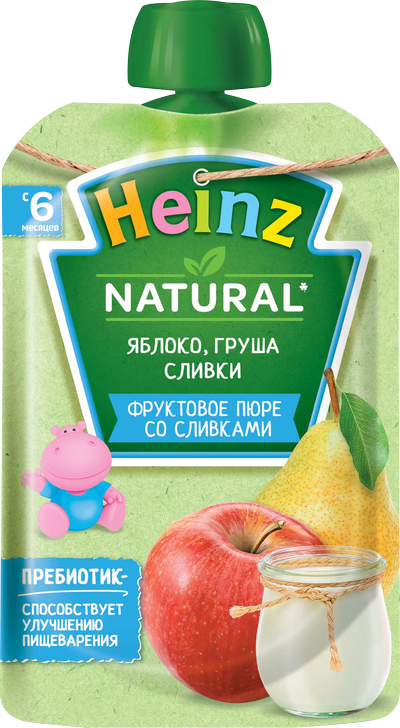 Heinz Пюре Яблоко-груша-сливки 90 г (6+)