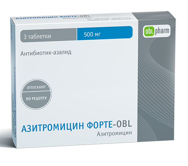Азитромицин Форте-OBL таб. п/о 500мг N3 (Р)#