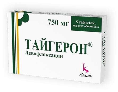 Тайгерон таб.п/о 750мг N5 (левофлоксацин)#