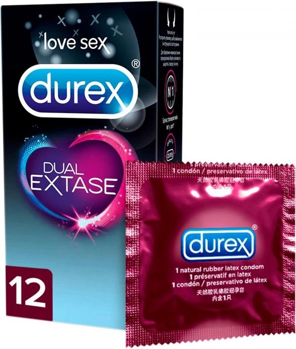 Презерв."Дюрекс" Dual Extase N12 (рельеф.с анестетик.)(Р)