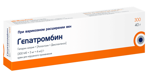 Гепатромбин 300МЕ+3 мг+4 мг крем 40 г
