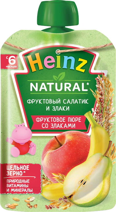 Heinz Пюре Фруктовый салатик, злаки 90 г (6+)