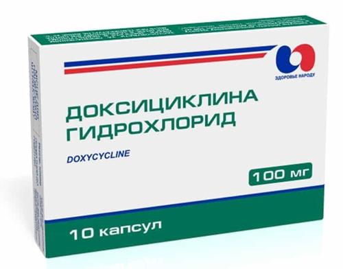 Доксициклина гидрохлорид в капсулах капс. 100 мг: 10 шт.