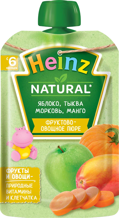 Heinz Пюре яблоко/тыкв./морк./манго 90г 6мес. (пауч) (Р) (ПТ)