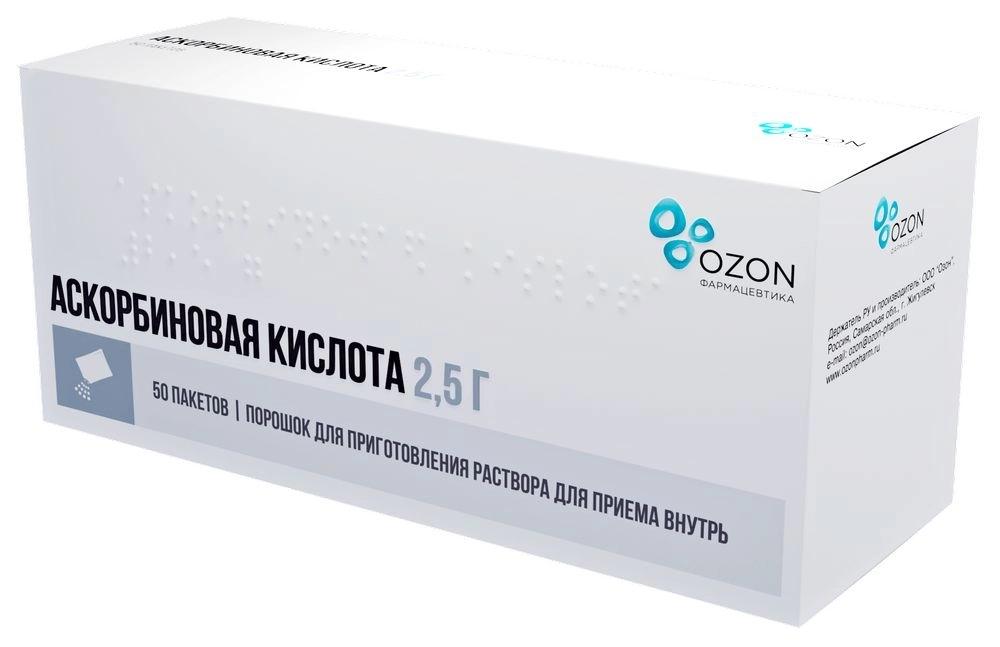 К-та аскорбиновая пор. 2.5г пак. N50 (Р) Озон#