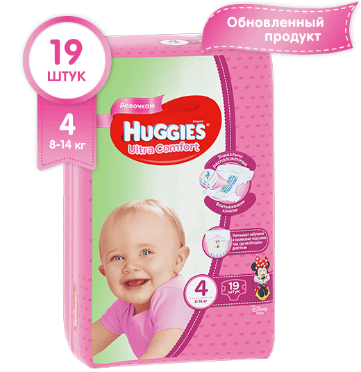 Подгузники для девочек Huggies Ultra Comfort р.4 (8-14) №19