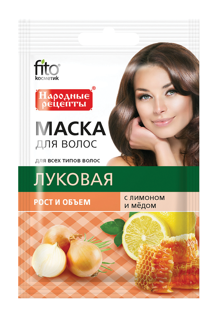 Народные Рецепты Маска для волос Луковая с лимоном и медом 30мл