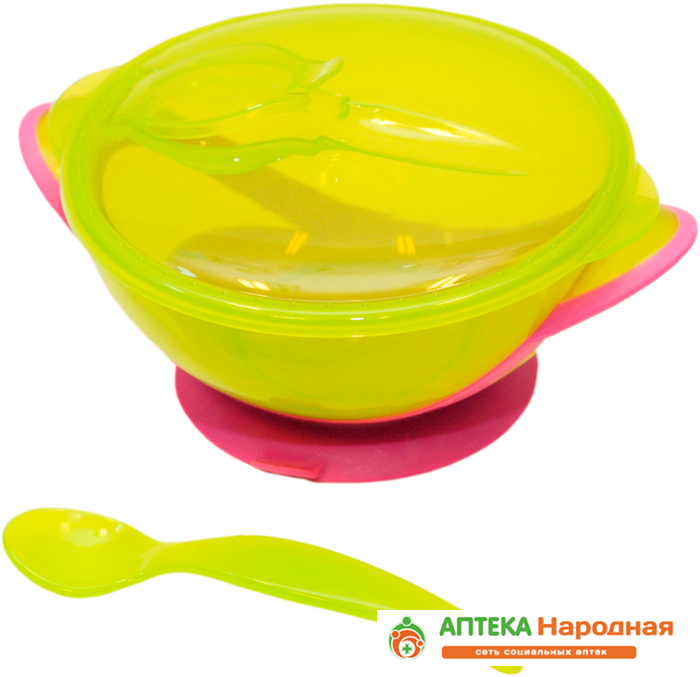 Тарелочка на присоске с ложкой