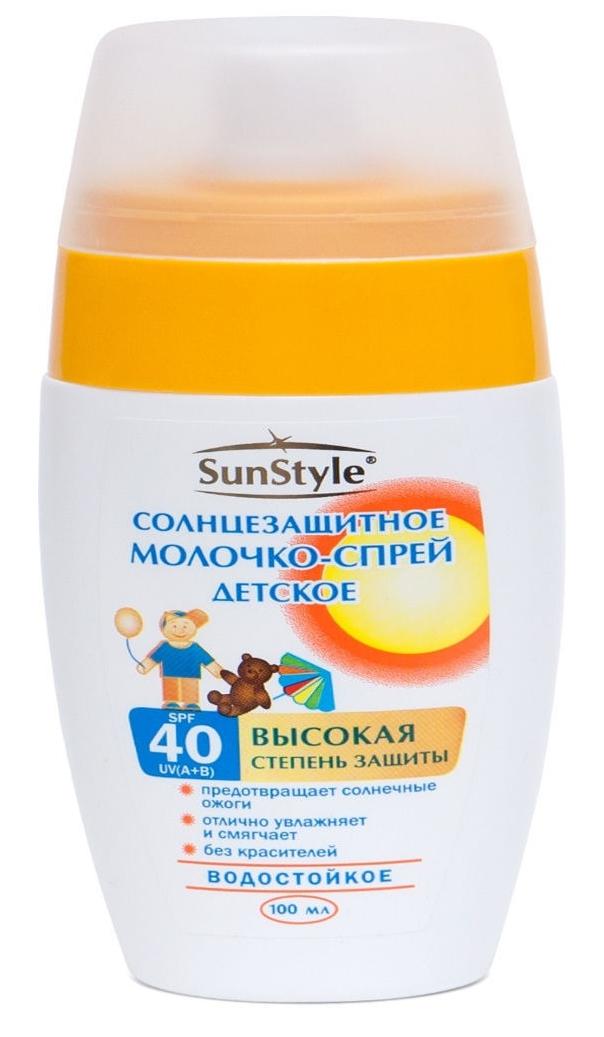 SunStyle Молочко-спрей для загара детский солнцезащитный водостойкий SPF40 100 мл