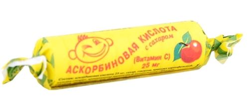 К-та аскорбин. с сах. 25мг N 10 (яблоко)(Р) (ПТ)