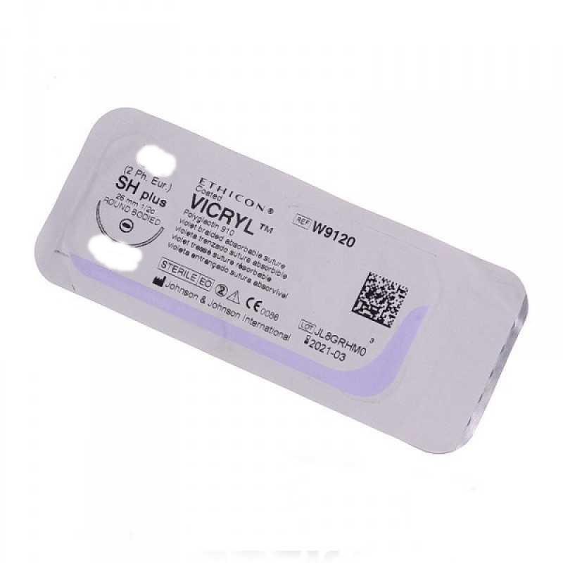 Викрил N 2/0 (0.90м) игла кол. 36мм (W9440) (Р)