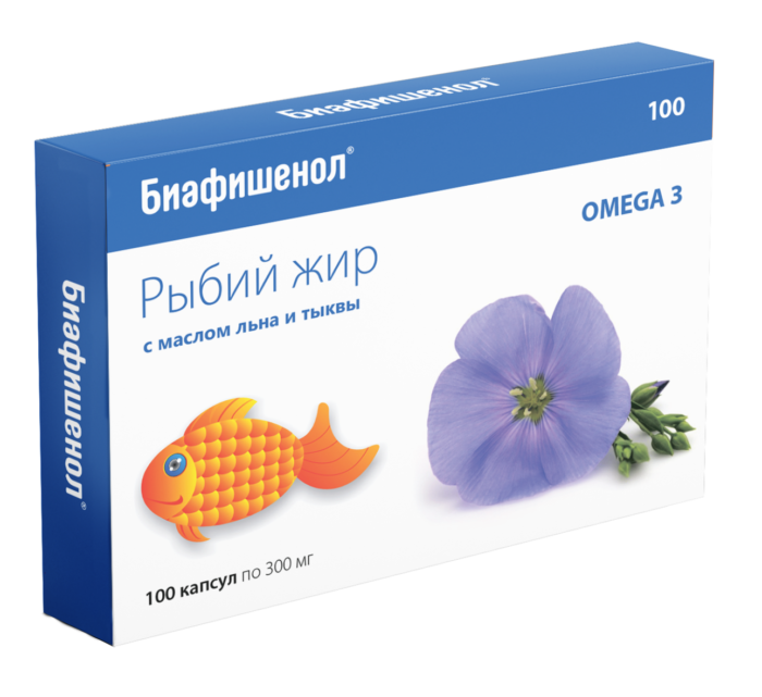Рыбий жир Биафишенол масло льна и тыквы капс.: 100 шт.