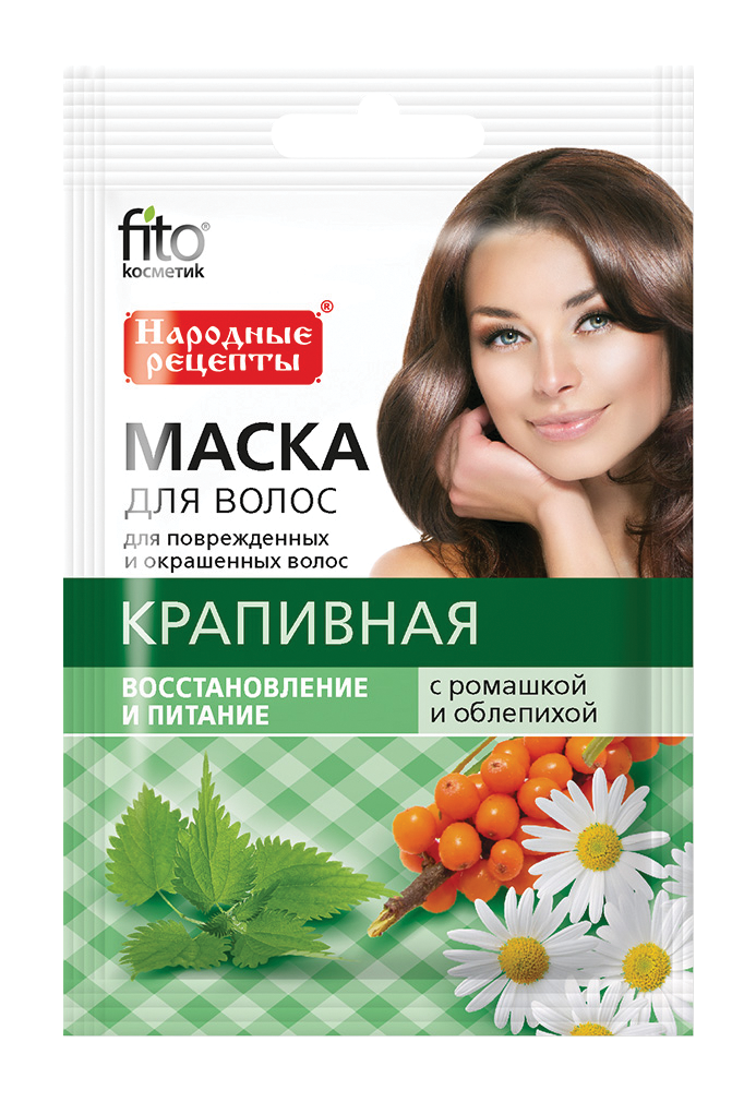 Народные Рецепты Маска для волос Крапивная с ромашкой и облепихой 30мл