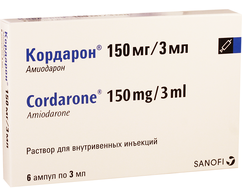 Кордарон амп. 50 мг/мл 3 мл: 6 шт.