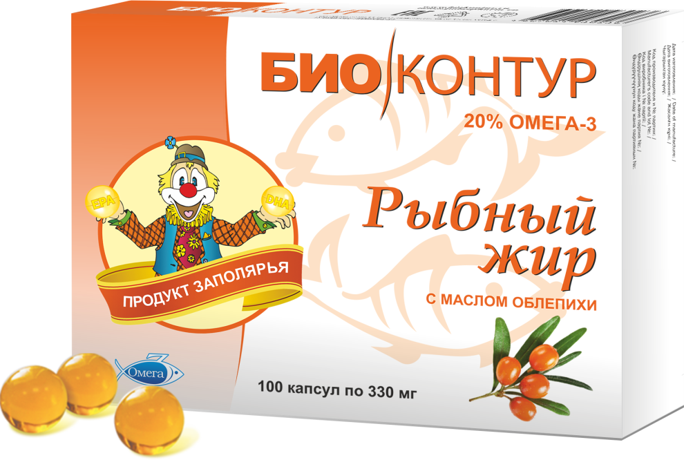 Рыбный жир Биоконтур с маслом облепихи капс.: 100 шт.