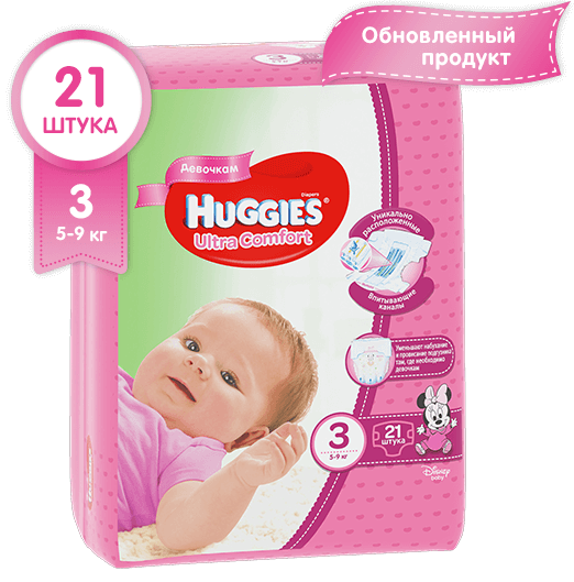 Подгузники для девочек Huggies Ultra Comfort р.3 (5-9) №21