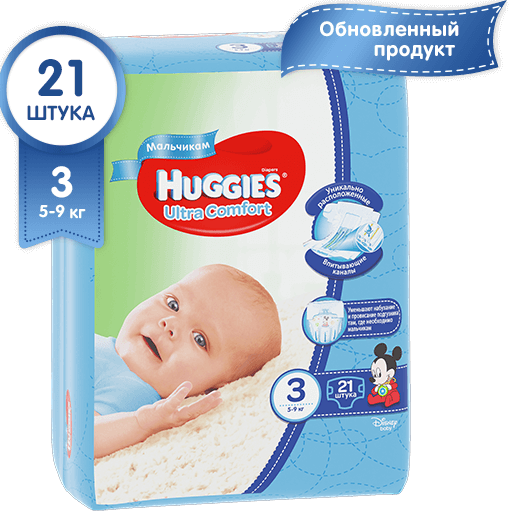 Подгузники для мальчиков Huggies Ultra Comfort р.3 (5-9) №21