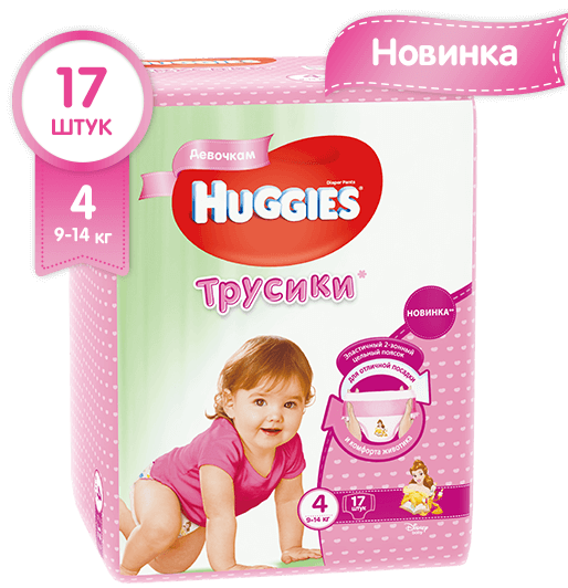 Подгузники-трусики для девочек Huggies (9-14) р.4 №17