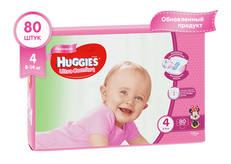Подгузники для девочек Huggies Ultra Comfort р.4 (8-14) №80