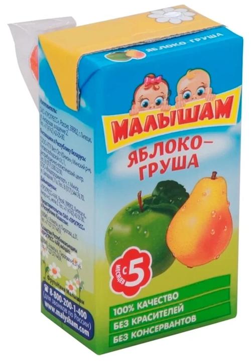 МАЛЫШАМ Нектар Яблоко-Груша неосветленный 200мл (5+)