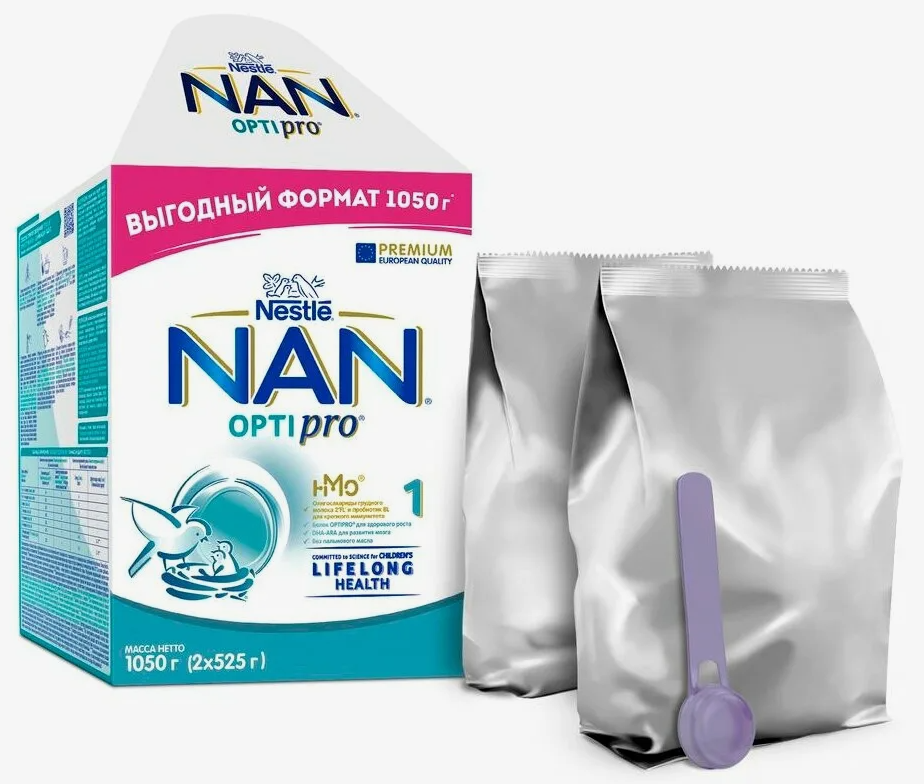NAN 1 Смесь сух.мол.1050г (2х525г) с рожд. (Р) (ДПИ)
