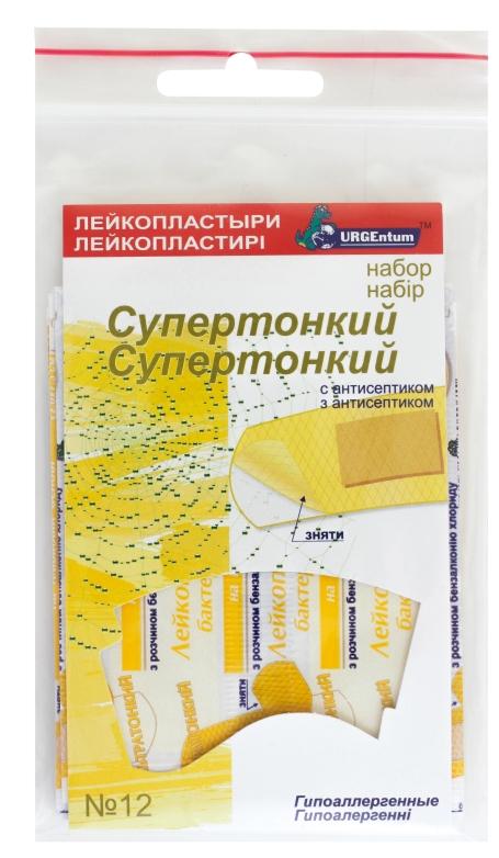 Пластырь "Супертонкий" с антисепт. N12