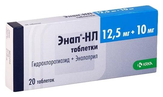 Энап НЛ таб. 10мг+12.5мг N20 (Р)