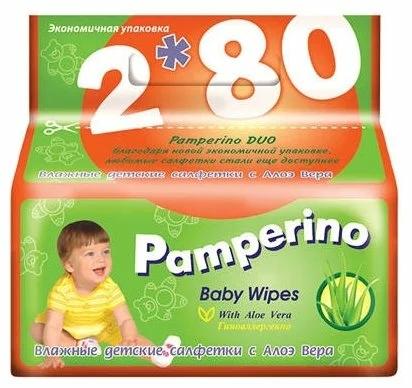 Салфетка влажная детская Pamperino Duo с алоэ №80х2