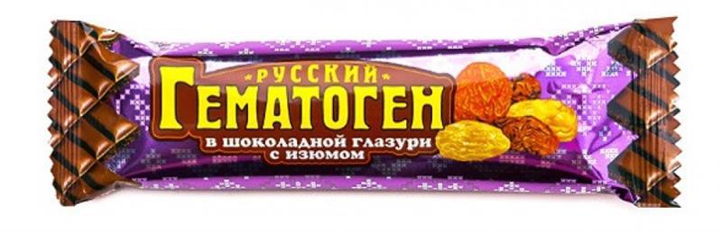 Гематоген "Русский" с изюмом в шок.глаз. 40г (Р) (ПТ)