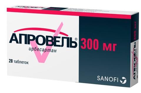Апровель таб. 300мг N28 (Р) (Ирбесартан)