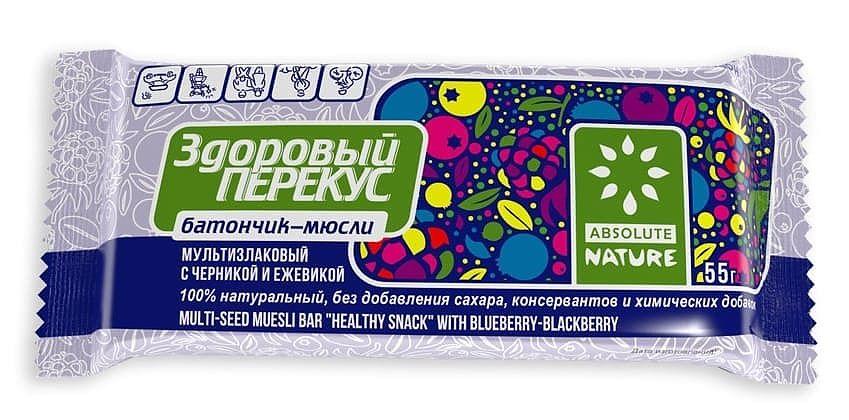 Батонч.мюсли "Здоров.перекус" 55г черника и ежев. (Р) (ПТ)
