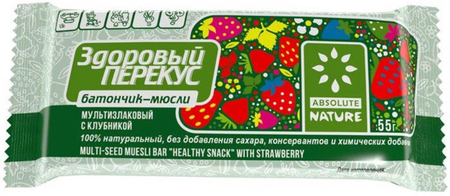 Батонч.мюсли "Здоров.перекус" 55г клубника (Р) (ПТ)