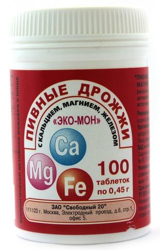 Дрожжи пивные Эко-Мон с Ca+Mg+Fe N100 (Р) (ПТ)